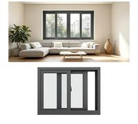 Premium Aluminum Horizontal Sliding Window, Clear Tempered Glass Sliding Windows for House Shed Basement, Easy Install Home Replacement Windows(Black,75x48cm(30x19"))