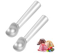 Premium Aluminum Icecream Scoop - Non-Stick Ice Cream Scoop Set of 2 - Ergonomic Design for Perfect Ice Cream Balls, Silver 7-inch Cookie Scoop