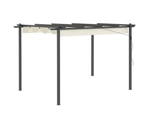 Premium Aluminum Pergola Gazebo - Retractable Roof Canopy, Cream White - Strong,