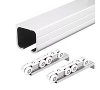 Premium Aluminum Sliding Door Hardware Kit30ft Track Rail Set with Rollers for Barn DoorsCompatible with 24ft 20ft 18ft 16ft 12ft 10ft 8ft 6ft 4ft 2ft Doors (Silver)