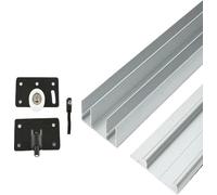 Premium Aluminum Sliding Door Track SystemSmooth Glide & QuietEasy DIY Installat for Wardrobe & Partit Doors (Silver 48mm/42mm Width)