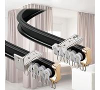 Premium Aluminum Sliding Shower Curt Rod - Flexible Ceiling/Wall Mount with Quiet Rolling Wheels Versatile Room Divider U-Pe Design for Easy Installation & Smooth Glide Movement