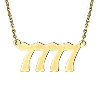 Premium Angel Number Necklaces 1111 2222 3333 4444 Stainless Steel Necklace 555 7777 8888 9999 6666 Old English Numerology Necklace (7777)