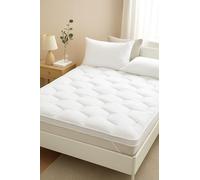 Premium Anti-Allergy Microfibre Air Flow Mattress Topper - 5cm Thick Quilted Bed Pad - Super Soft, Hypoallergenic, Anti-Bacterial, Breathable, Orthopaedic Support (Double)