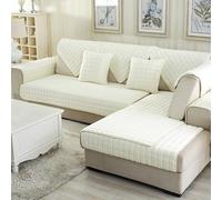 Premium Anti-Slip Sofa Cover, Soft Thick Protector for L-Sd Sectal Sofas, Cozy Fit for 1-4 Seaters, White, 110x210cm, Fur Protector