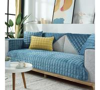 Premium Anti-Slip Sofa Cover Thick Vintage Protector for L-Shape & 1/2/3/4-Seater Sofas Soft Warm Blue 110x210cm - Stylish Fit for Home Décor