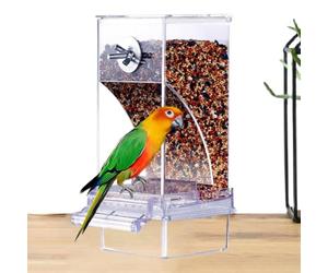 Premium Anti-Waste Gravity-Fed Bird Feeder - Automatic Parrot Food Dispenser, Features High-Tensile Scratch-Resistant Clear Acrylic Architecture For Visibility | Precision-Engineered Gravity-