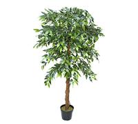 GreenBrokers Premium Artificial Ficus Weeping Fig Tree 160 cm/ 5 ft Potted Plant, Green, 160cm