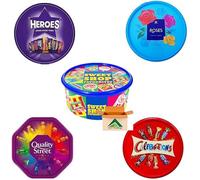 Premium Assorted Chocolate Gift Pack - 5 Sharing Tubs | Celebrations, Roses, Heroes, Quality Street & Sweet Shop Favourites | Ideal for Christmas, Parties & Gifting