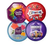 Premium Assorted Chocolate Tub Bundle - 4 Tubs of Family Favourites - Ideal for Sharing, Gifting & Celebrations - Bulk Treat Selection (Pack of 2)
