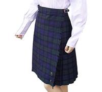 Premium Authentic Scottish Ladies 22 Inch Tartan Kilt - Perfect for Formal and Casual Occasions - Durable and Comfortable - Made Tartan Fabric in Scotland (Black Watch, Size 18)