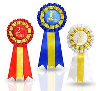 Premium Award Ribbons Blue,Red,White - 1st, 2nd, 3rd Place - 1 Set (3 Ribbons) - First Second Third Place Winner Ribbons