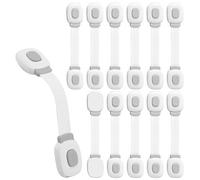 Premium Baby Cabinet Lock, Pack of 12 Child Safety for Cupboard, Drawers, Refrigerator, Toilet Seat with Strong Adhesive, No Drilling Required Cupboard Lock, Grey