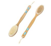 Premium Bamboo Bath Body Brush with Two Sided Natural Bristles - Long Handle Back Scrubber for Shower & Dry Brushing, Exfoliating & Massage