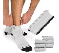 Premium Bamboo Crew Work Socks- Quarter High Moisture Wicking, Odor Eliminating, Light Gray 6 Pair, Large