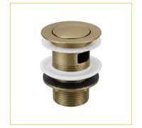 Premium Basin Click Clack Push Waste - UK Universal 1 1/4" Push Button Basin Waste Plug (Brushed Brass)