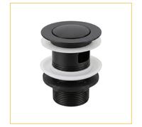 Premium Basin Click Clack Push Waste - UK Universal 1 1/4" Push Button Basin Waste Plug (Matt Black)