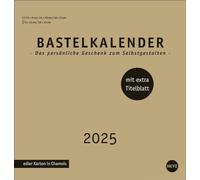 Premium-Bastelkalender gold mittel 2025: Blanko-Kalender zum Basteln mit Spiralbindung und Monatskalendarium. Foto- und Bastelkalender 2025.