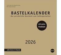 Premium-Bastelkalender gold mittel 2026: Blanko-Kalender zum Basteln mit Spiralbindung und Monatskalendarium. Foto- und Bastelkalender 2026.