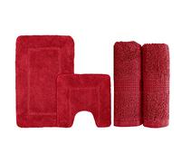 Premium Bathroom Collection Set - 100% Egyptian Cotton Chunky Feel Zero Twist Bath Towels with 100% Soft Micro Fibre Cashmere Feel Bath Mat (Bath Towel and Bath Set, Red)