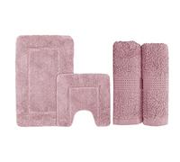 Premium Bathroom Collection Set - 100% Egyptian Cotton Chunky Feel Zero Twist Bath Towels with 100% Soft Micro Fibre Cashmere Feel Bath Mat (Bath Towel and Bath Set, Deep Blush)
