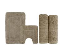 Premium Bathroom Collection Set - 100% Egyptian Cotton Chunky Feel Zero Twist Bath Towels with 100% Soft Micro Fibre Cashmere Feel Bath Mat (Bath Sheet and Bath Set, Natural)