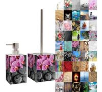 Premium Bathroom Set | Great Range | Soap Dispenser and Toilet Brush | Beautiful designs surface (Madeira)