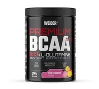 Premium BCAA 8:1:1+L-Glutamine (500g) Pink Lemonade Flavour, Recovery Combination of Amino Acids with Kyowa Quality® L-Glutamine, Vitamin B6, Increases and Protects Muscle Mass, Zero Sugar, Vegan