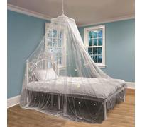 Premium Bed Canopy Drapes - Double Layer Sheer Mesh Dome Shield for King/Queen/Twin Size Beds - Radiation Protection, Lace Trimmed Bed Tent, Elegant Home Decor