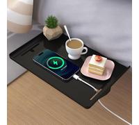 Premium Bed Shelf Clip On Organizer - Bedside Table & Storage Tray for Top Bunk Bed, Space Saver Small Bedside Table Nightstand for College/Dorm (Black)