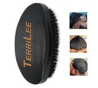 Premium Beech and Black Mix Bristle Wave Brush - Curved Medium Hard Brush for Men's Hair Styling