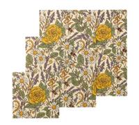 Premium Beeswax Wraps - Vintage Cottage Garden Rose & Bee Pattern - Eco-Friendly Organic Food Storage Gift Set
