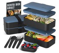 Premium Bento Lunch Box in 8 Modern Colors - 2 Compartments, Leak-proof - Includes Sauce Cup, Divider, Cutlery & Chopsticks - 40oz Japanese Bento Box for Adults & Kids - Zero Waste & Food-Safe