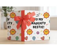 Premium Best Friend Wrapping Paper Roll "To My Naughty Bestie" Fun & Quirky Gift Wrap for Birthdays, Valentine’s, Christmas, and Special Occasions (24 inch x 1m roll)