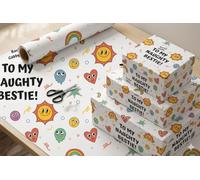 Premium Best Friend Wrapping Paper Roll "To My Naughty Bestie" Fun & Quirky Gift Wrap for Birthdays, Valentine’s, Christmas, and Special Occasions (A1 23.4 x 33.1 inches)