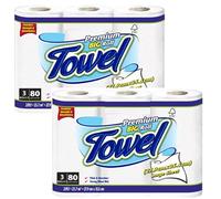 Premium Big Roll Paper Towel, 2-Ply, 80 Sheets per Roll, 27.9 cm x 35.5 cm Large Sheets, 12 Rolls