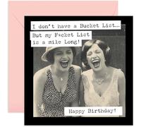 Premium Birthday Card for Female Friend Bestie BFF Sister Mum Dad Grandma, 'Bucket List' Funny Design for Women, Hilarious Bday gifts for Friends and Family, Blank Inside with Envelope
