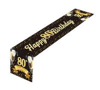Premium Birthday Table Runner In Black Gold Enhances Party Decors 180x35cm Table Covers Decoration Easy To Clean Happy Birthday Tablecloth