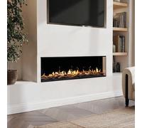 Premium Black 3-Sided Inset Electric Media Wall Fire Place With Lcd Flame - 60 Inch - Amberglo
