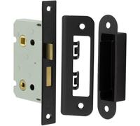 Premium Black Bathroom Locks with Square Forend and Radiused Strike Plate - 65mm - Door Lock
