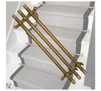 Premium Black Carpet Runner Rod Set - 14pcs Polished Brass Bracket 22in (56cm) -Carpet Support Ele Home Décor Solut for Stairs