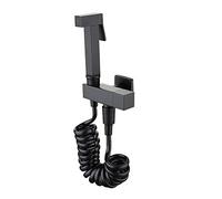 Premium Black Handheld Bidet Sprayer for Toilet - Wall Mounted Brass Kit, Single Cold Water, Ideal for Bathroom Hygiene & Cloth Diapers, Stainless Steel Hose Included