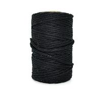 Premium Black Macrame Cord, 50 m / 164 ft of 3 mm Thick Natural Cotton Thread Yarn Macrame Rope for Wall Hangings, Plant Hangers, DIY Crafts, Home Decorations, Gift Wrapping (Reel)