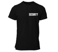 Premium Black Men's Security T-Shirt White Chest Back Print Ringspun Option - Black - XL