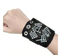 Premium Black Polyester Magnetic Wristband for Screws, Nuts, and Bolts, 14.4x3.7 Inch Large Capacity Magnetic Screw Holder for DIY Enthusiasts, Unique and Practical DIY Gifts for Men, Dads & Handymen