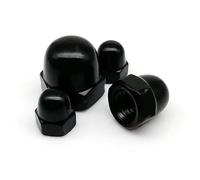 Premium Black Stainless Steel Fasteners Dome Nuts DIN1587 with Blackened Finish and Hex Acorn Cap Nuts for M3,M4,M5,M6,M8,M10 Screws and Bolts (M4)
