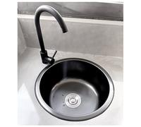 Premium Black Stainless Steel Kitchen Sink 28cm Single Bowl with Drain & Overflow Versatile Drop in & Undermount Design for Kitchen Bar Pub Utility Room Stylish & Durable