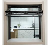 Premium Black Top Hung Sliding Window Tempered Glass Foldable Up Down Serving Window Aluminum Concession Window for Coffee Shop & Flower Stand (24x42in/61x107cm)