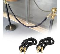 Premium Black Velvet Rope 6.6ft with Durable Hooks, Ideal for Event Queue Management, Crowd Control, Red Carpet, and VIP Areas - Safe and Stylish Barrier Solution