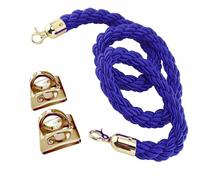 Premium Blue Barrier Ropes - Twisted Post Ropes with Wall Mounted Hooks, 2-Pack Stanchion Queue Rope for VIP Events, 1.2m/4ft/47in Length